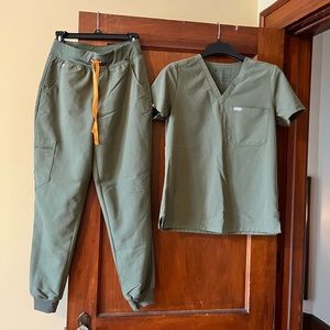 Figs moss scrub set small regular high waist Zamora and small Catarina